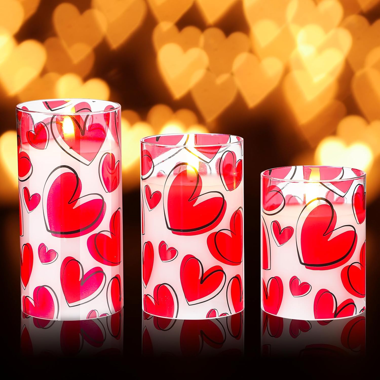 Valentine Led Flameless Candles Romantic Heart Battery Operated Pillar Candles For Romantic Night Valentine'S Day Gifts Proposal Anniversary Festival Gift Table Centerpiece Decor(Heart)
