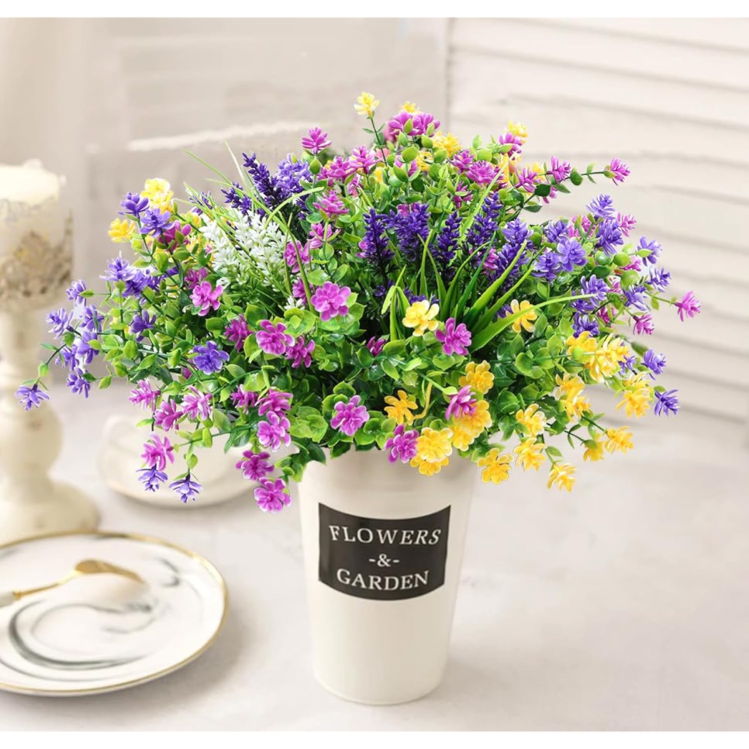 12 Bundles Artificial Flowers For Outdoors Decoration, Uv Resistant Eucalyptus Faux Flowers Fake Plants No Fade Plastic Greenery Shrubs Home Porch Outside Spring Summer Garden Decor