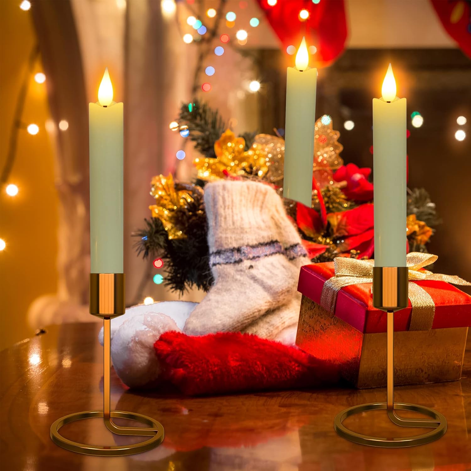 Flameless Led Taper Candles, 6Pcs Battery Operated 6.5" Ivory Flickering Candlesticks With Remote Timer, Real Wax Warm White Candle Light For Room Home Halloween Christmas Decor