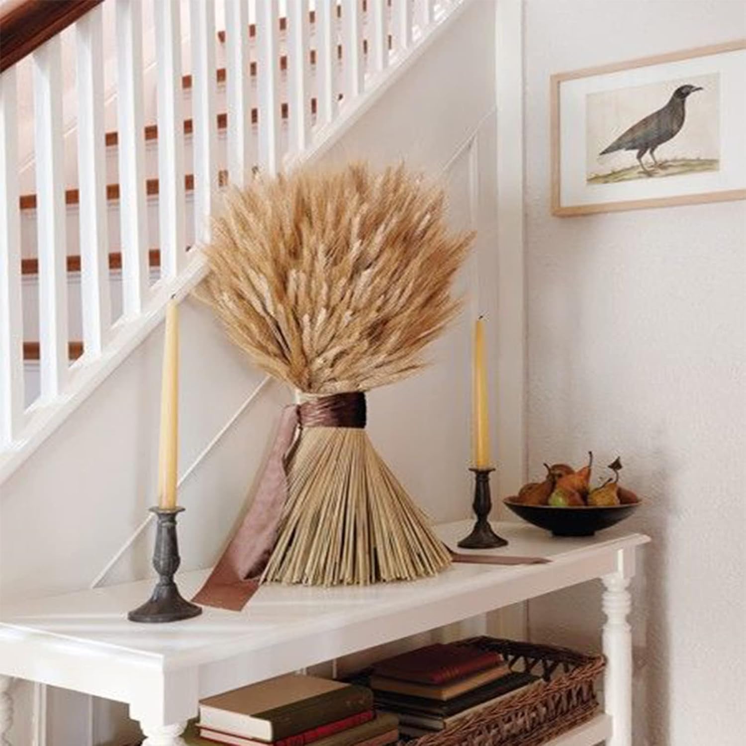 100 Pcs Dried Wheat Sheaves Bundle Golden Natural Wheat Bouquet Bunch Dried Flowers Arrangement For Farmhouse Diy Design Home Table Wedding Party Centerpieces Decor (16")