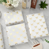 Gold Foil Bow Wrapping Paper -Mini Roll- 17In X 32.8Ft White Gold Bowknot Gift Wrap Paper Cute Craft Paper For Party Packing Supplies
