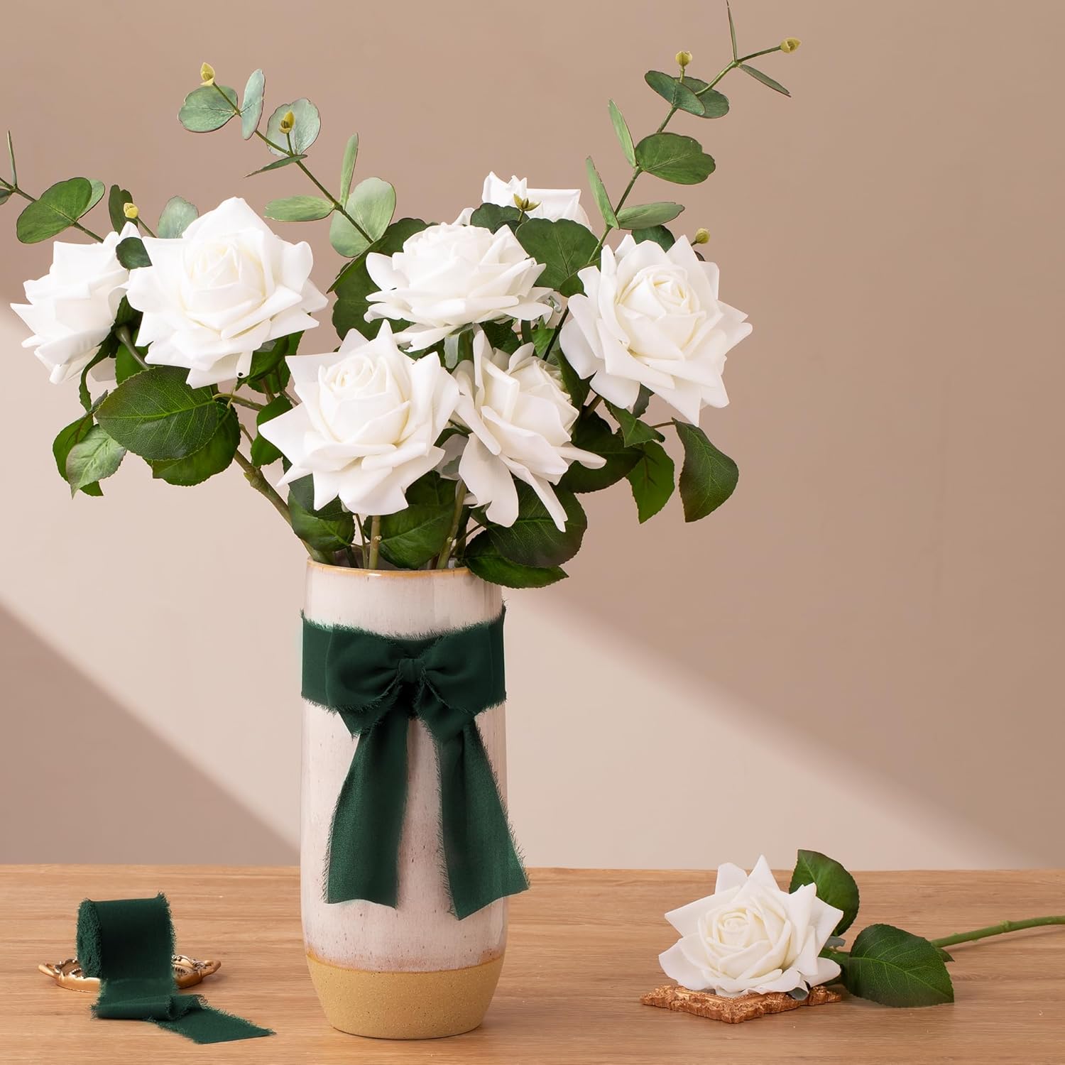 Dark Green Chiffon Ribbon For Flower Bouquet, 2" X21Yd Fabric Ribbon For Gift Wrapping, Handmade Frayed Ribbon For Wedding/Christmas Decorations