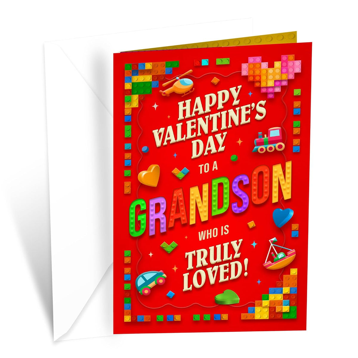 Grandson Valentine'S Card, Made In America, Eco-Friendly, Thick Card Stock With Premium Envelope 5In X 7.75In, Packaged In Protective Mailer