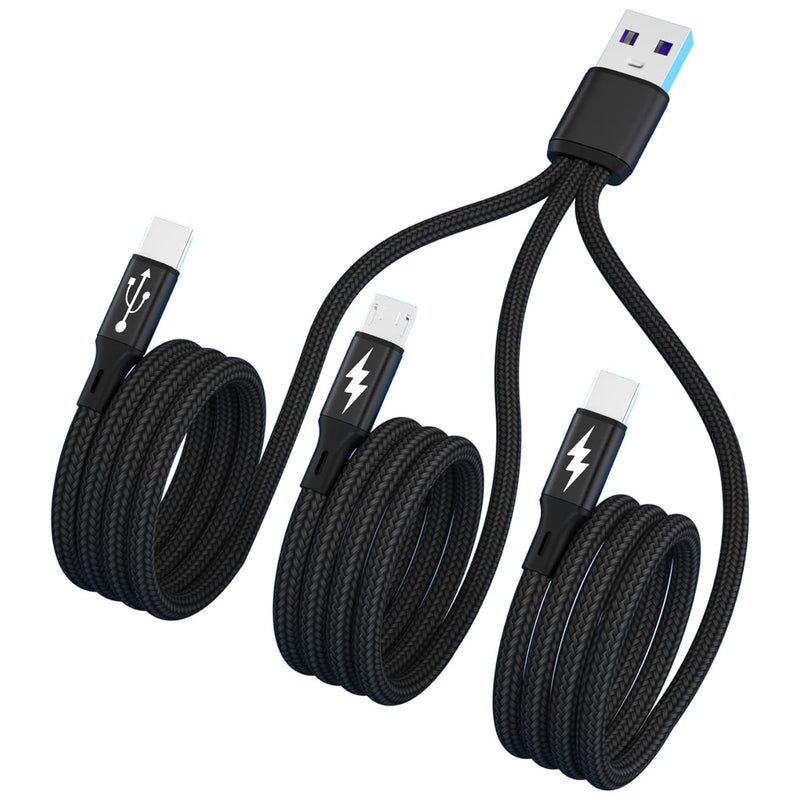 Multi Usb C Splitter Cable,Usb A To Dual Type-C + Micro Usb Male Charge Cable,