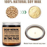 Memaw Candle - Memaw Gifts From Grandkids - I'D Punch Another In The Face - Fun Gag For Her - Mother'S Day Candle - Lavender Scented Candles, 8Oz