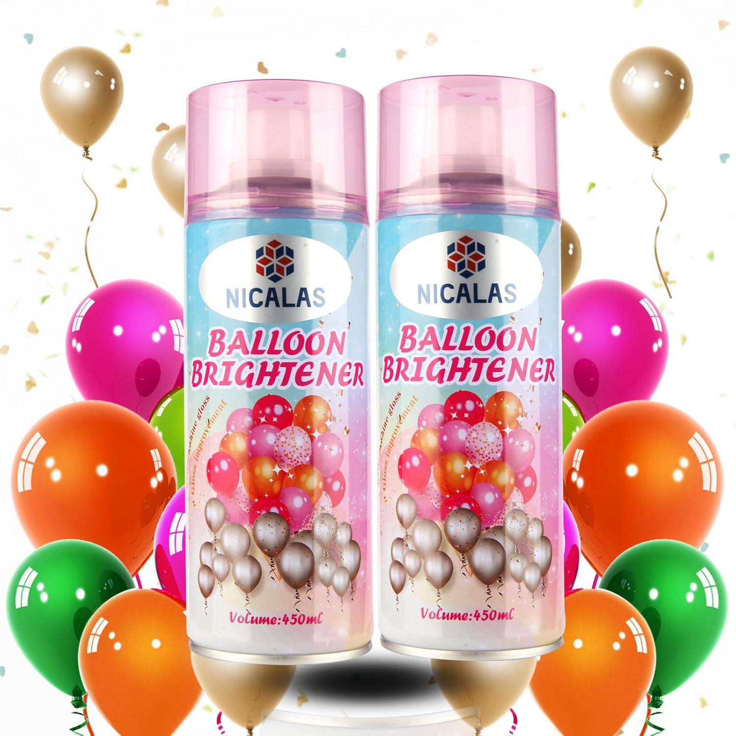 Balloon Shine Spray, 450Ml, High-Gloss Finish, Waterproof, Smudge-Free, For Party Decorations, Weddings, Events (1, 2Packs-450Ml*2)