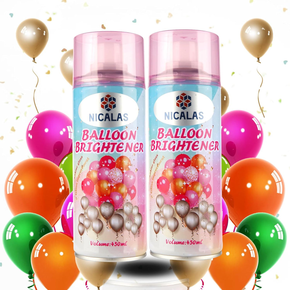 Balloon Shine Spray, 450Ml, High-Gloss Finish, Waterproof, Smudge-Free, For Party Decorations, Weddings, Events (1, 2Packs-450Ml*2)
