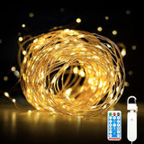 33FT Rechargeable Fairy Lights 100 LED Warm White Waterproof String Lights with Remote