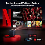 4K Netflix Projector, 800 ANSI, WiFi, Bluetooth, 1080P, 4P Keystone, Portable