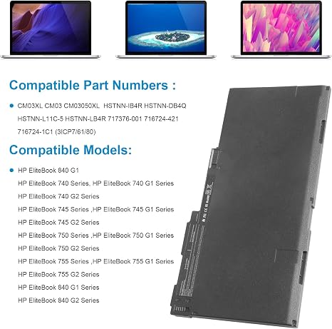 CM03XL Laptop Battery Replacement for HP EliteBook 840 850 G1 G2 ZBook 14