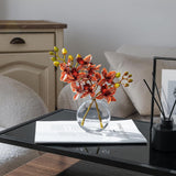 Artificial Orichid Artificial Flowers In Clear Glass Water?Filled Vase – Silk Fake Plants Table Centerpiece For Home, Shelf, Office & Dining Decor, Maintenance?Free(Light Orange)