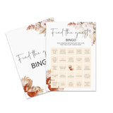 Bridal Shower Games Cards, Find The Guest Bingo Themed Spring Bridal Shower Games For 25 Guests, Love Is In Bloom Wedding Game, Boho Floral Bachelorette Engagement Party Favors -08