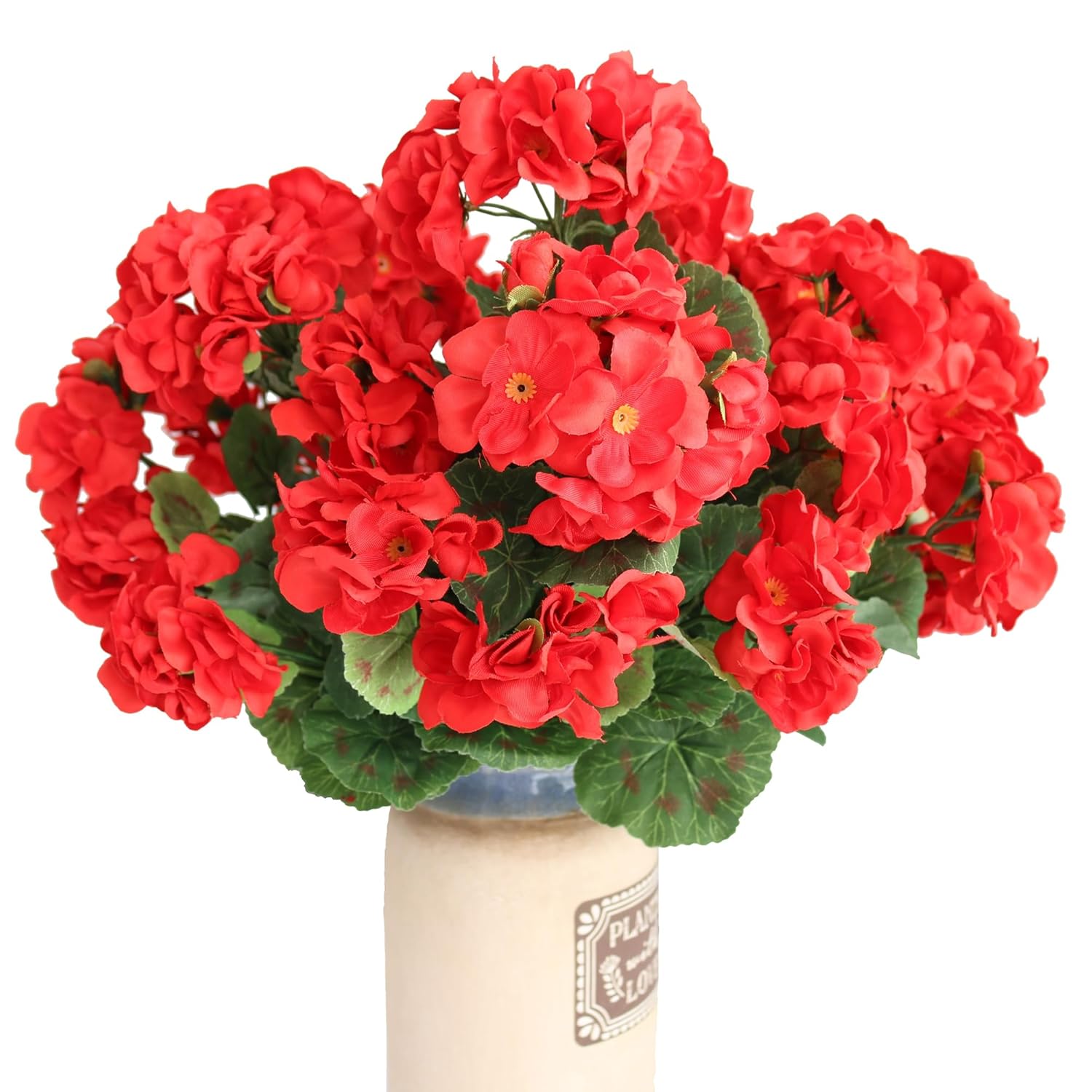 Artificial Flowers Geranium Bush Begonia Silk Flowers For Outdoor Indoor Artificial Plant Flowers For Patio Lawn Garden Decor (4Pcs Red)