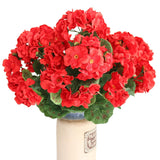 Artificial Flowers Geranium Bush Begonia Silk Flowers For Outdoor Indoor Artificial Plant Flowers For Patio Lawn Garden Decor (4Pcs Red)