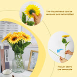 Artificial Sunflower Bouquet, 6 Packs 25.5Inch Long Stems Yellow Silk Flowers For Home Wedding Fall Decorations