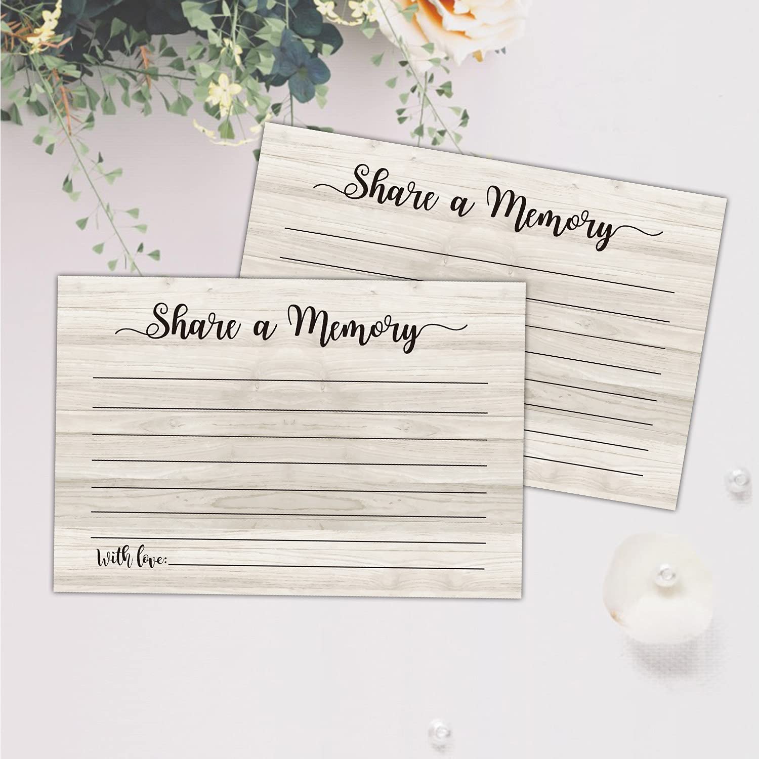 Share A Memory Cards, 50 Cards, Memory Card For Celebration Of Life, Graduation, Wedding, Retirement, Going Away Party, 4 X 6 Inch, Wood Grain