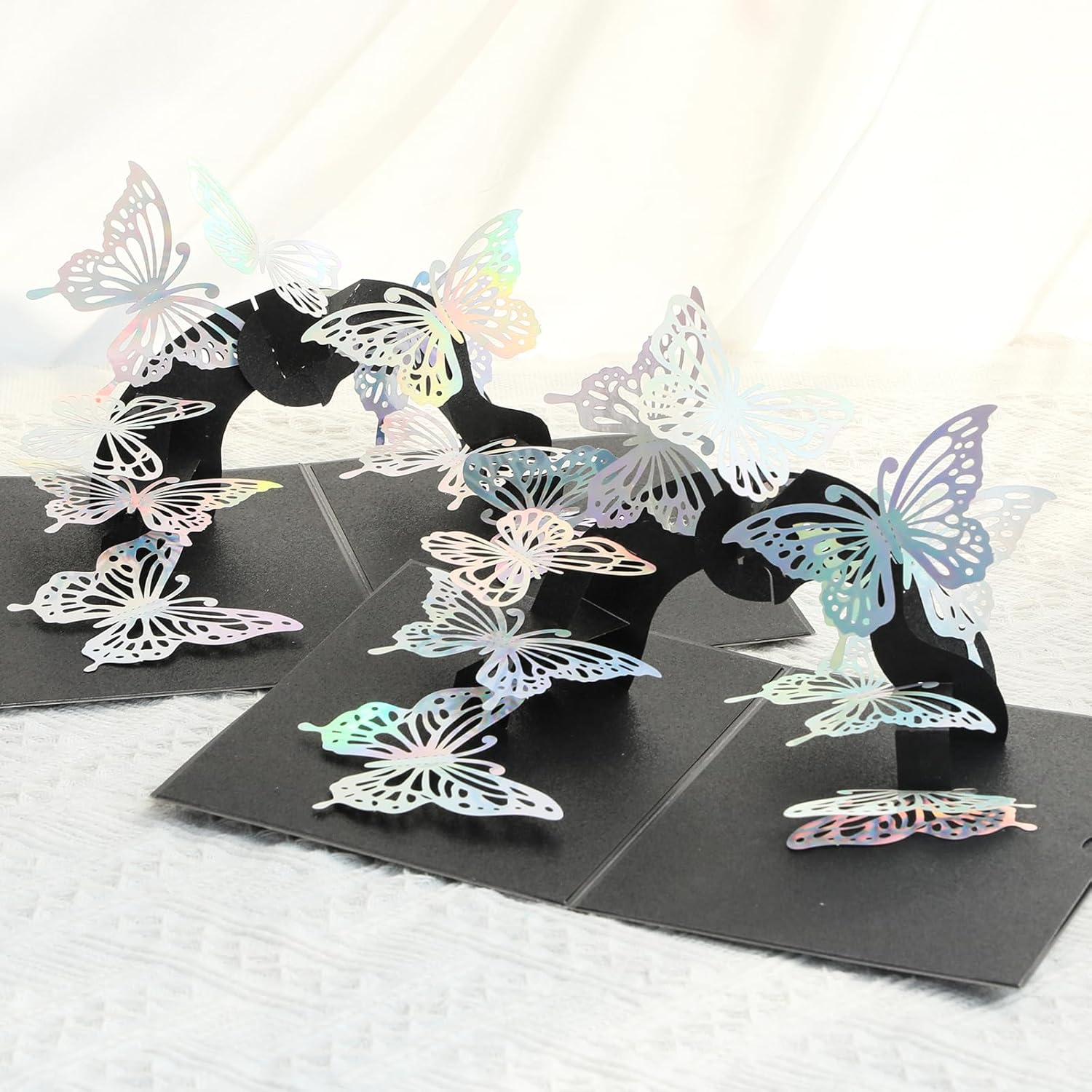 3D Pop-Up Butterfly Greeting Card (5.9x7.9 Inches) - Black Card with Cutout Colorful Butterflies, Envelope & Insert Card - Birthday, Sympathy, Thank You Gift for Her, Mom, Friend