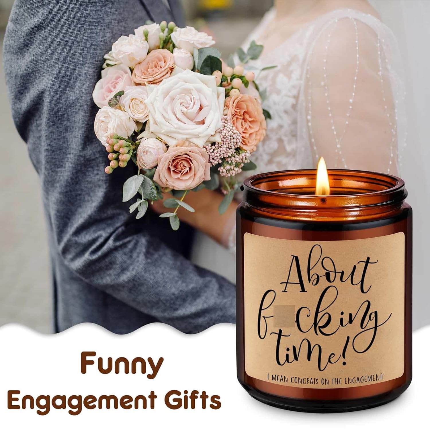 Candle, Engagement Gifts For Couples Newly Engaged Unique, Happy Engagement Presents For Women Men, Finally Engaged Gifts For Bride To Be Fiance Her Him, Funny Congrats Candle Ideas