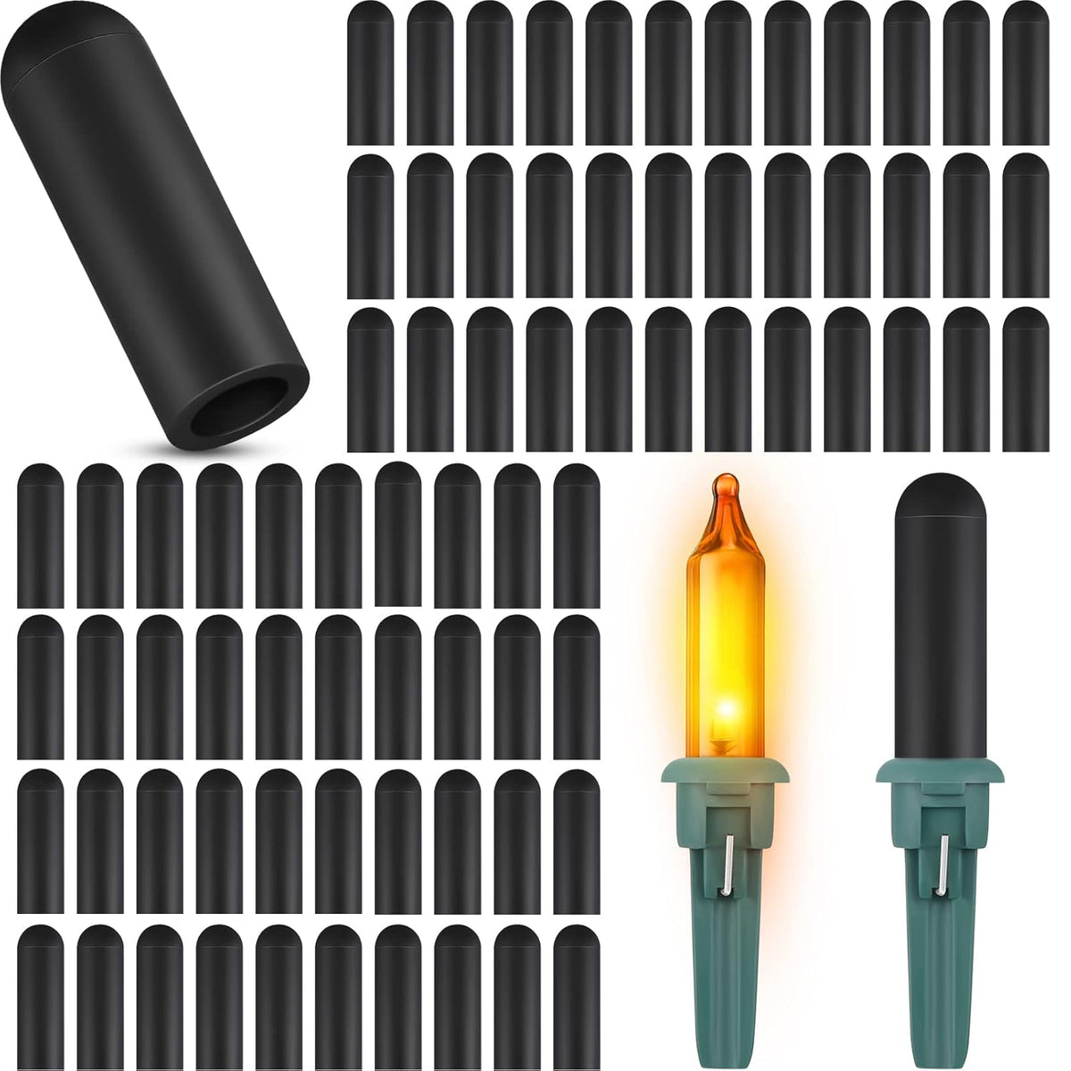100 Pieces No Glow Caps Christmas Glass Led Glow Plug Cap Light Blackout Caps No Glow Caps Black Out Cover For Christmas