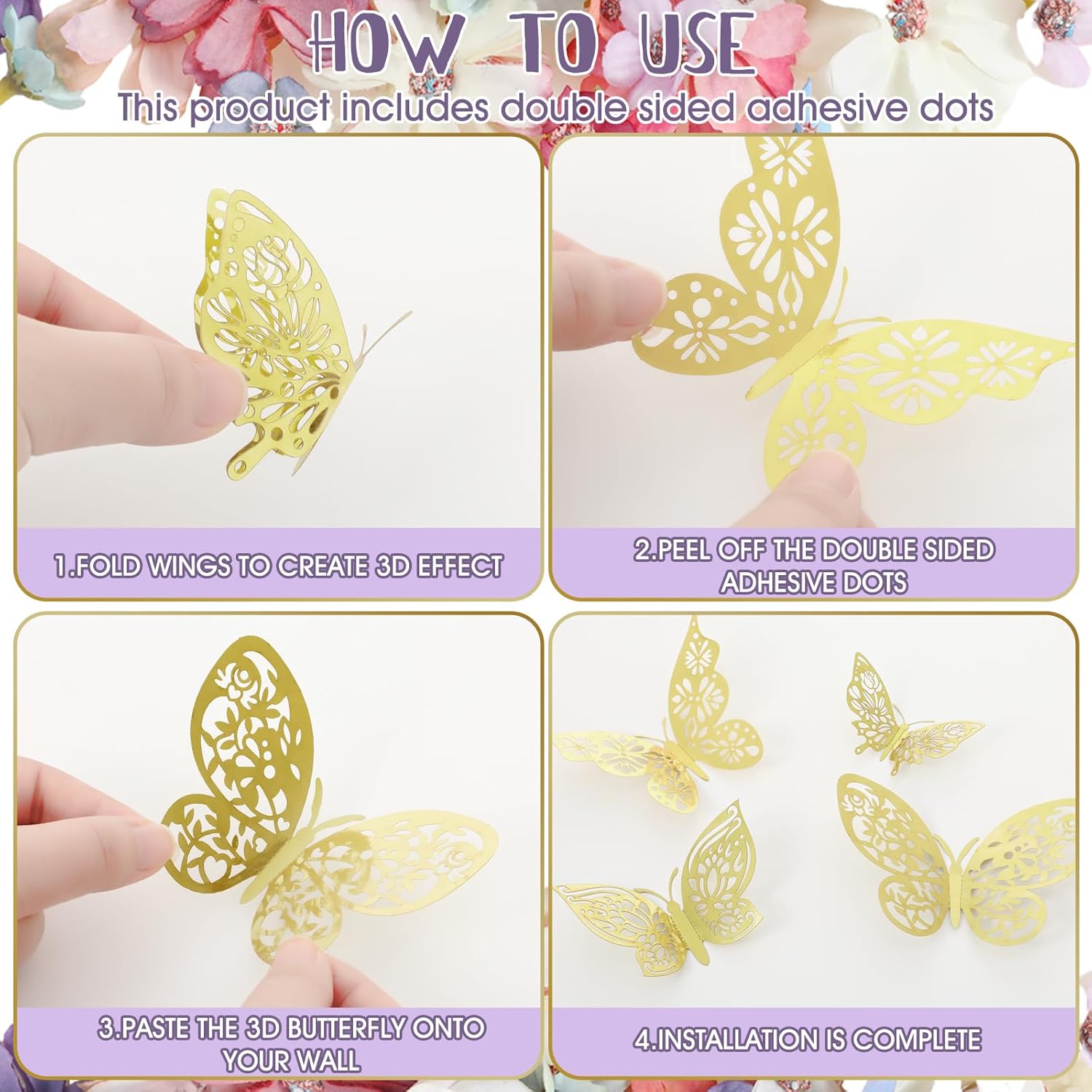 342 Pcs Valentine Flower And Butterfly Diy Set Small Silk Fake Rose Daisy Head Gold Butterfly For Graduation Cap Decor 3D Artificial Flowers Embellishments Bulk For Wedding Bouquet