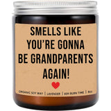 Smells Like You'Re Gonna Be Grandparents Again Pregnancy Announcement Candle - Lavender Scented Soy Wax Candle - 8Oz Jar - 50 Hour Burn Time