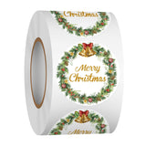 500 Pcs 1.5 Inch Merry Christmas Stickers Christmas Sticker Labels Roll For Envelopes,Gift Packing,Cards,Party Supplies (Christmas Wreath)
