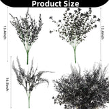 Black Artificial Flowers Outdoor, 12 Bundles Fake Plants, Uv Resistant Plastic Greenery Shrubs Plastic Plants For Halloween Decor, Garden, Porch, Window Box (12, Black)