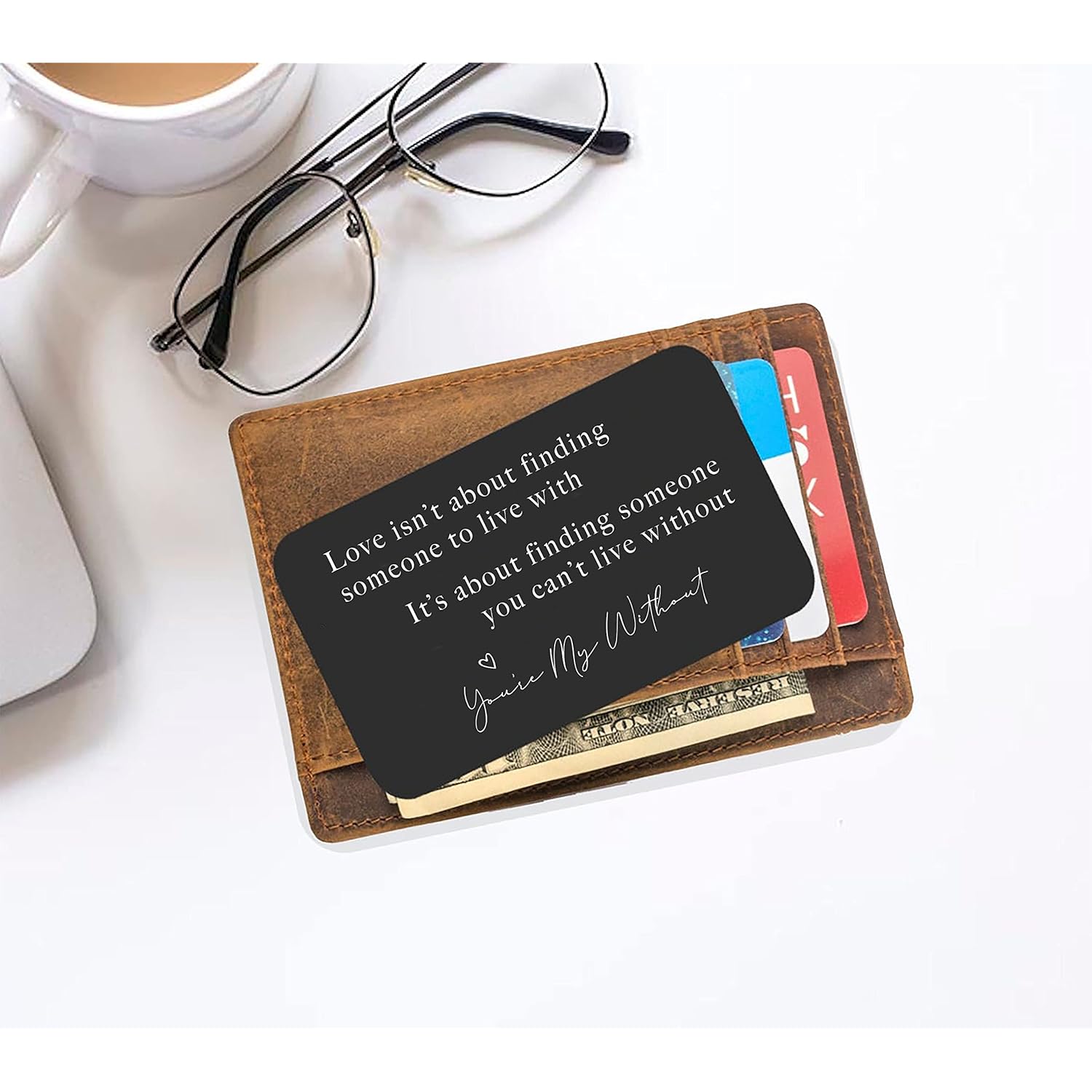 Valentine’S Day Gift For Boyfriend Husband Hubby Fiancé From Girlfriend Wife-Sentimental Engraved Wallet Insert Card Decor -Love Isn'T About Finding Someone-Wedding Christmas Birthday Gifts For Men