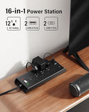 Surge Protector Power Strip 12 Outlets 4 USB Ports 2 USB C 10FT Flat Plug Extension Cord 4800J