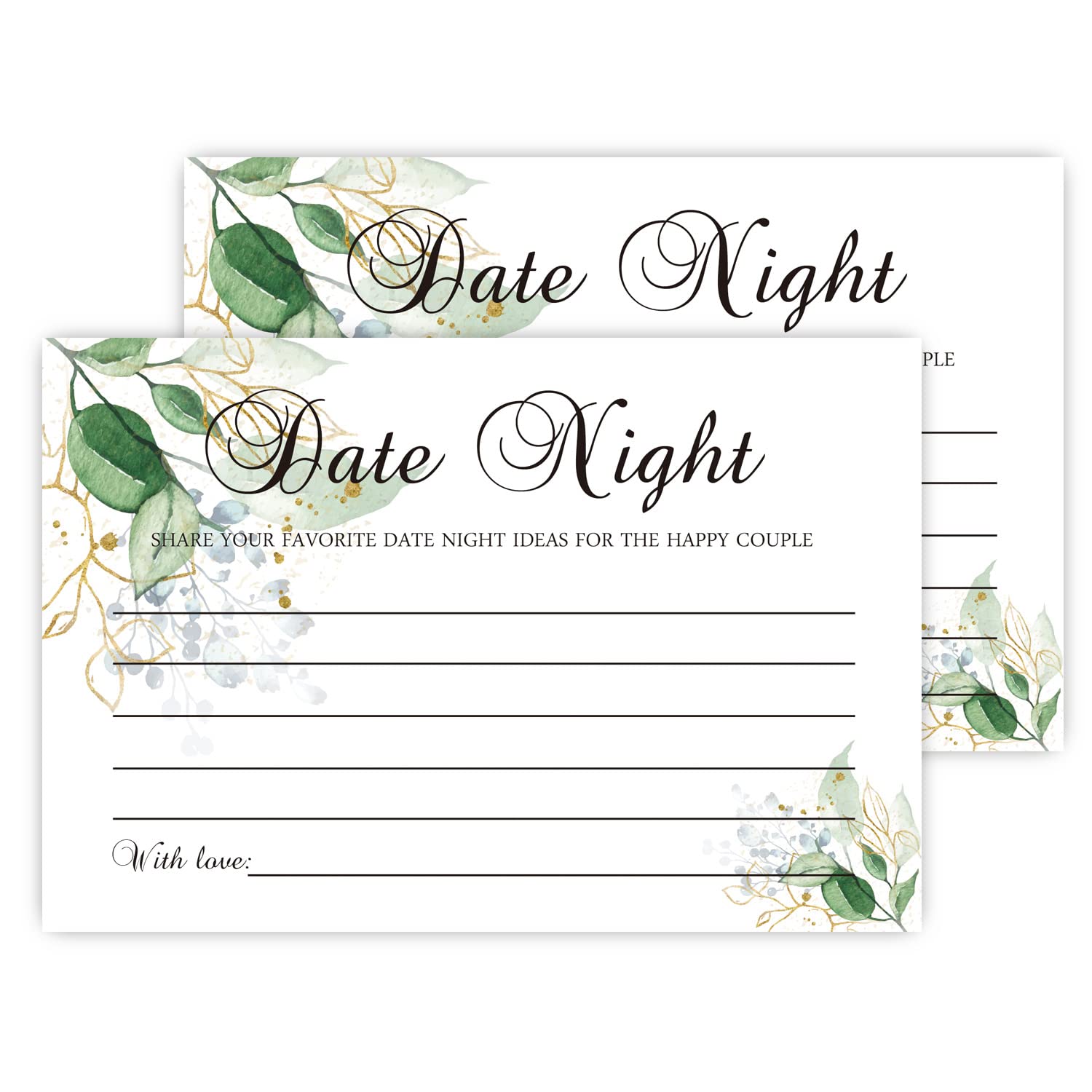 Date Night Ideas Cards, Perfect For The Bride And Groom, Husband, Wife, Boyfriend, Girlfriend, Anniversary, Bridal Shower Game 50 Advice Cards (4" X 6")