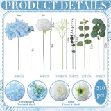 Valentine'S Day 310 Pcs Artificial Rose Bulk Diy Bouquet With Baby'S Breath Bulk Hydrangea Artificial Flowers Wedding Bouquets Floral Arrangement For Wedding Centerpieces Decor(Blue)