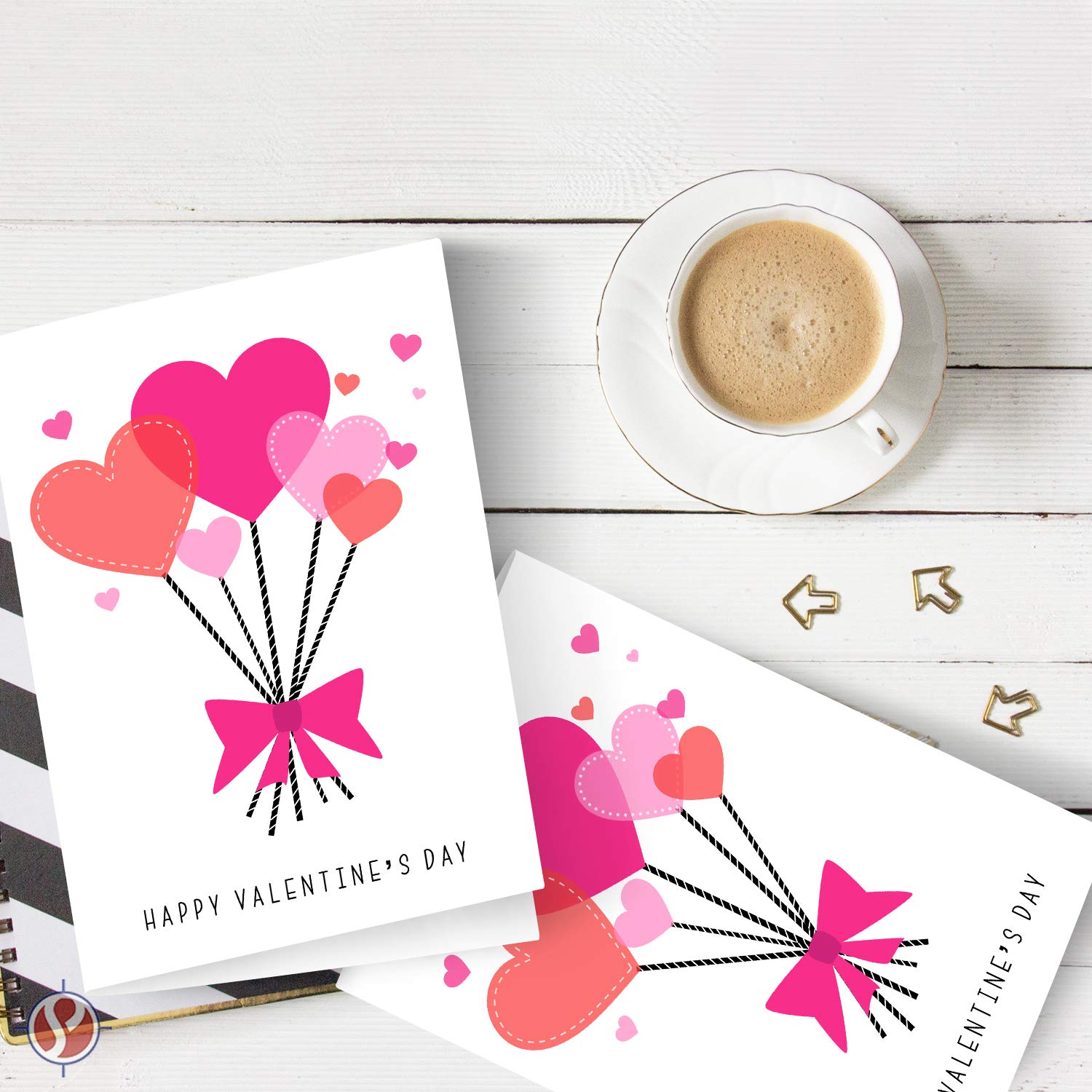 Happy Valentine’S Day Greeting Cards, Cute Romantic Valentines Love Hearts Balloons Thank You Greetings For Husband, Wife, Boyfriend, Girlfriend | 5" X 7" | 10 Per Pack