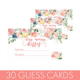 Baby In Bloom Baby Shower How Many Kisses For The Mommy To Be Game, Pink Floral Boho Girl Guess How Many Game (Extra Cards)