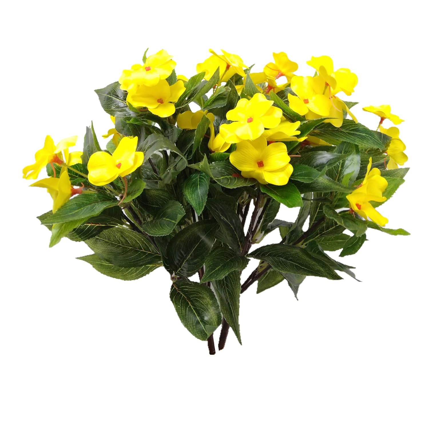 Mynse 2 Pieces Artificial Flower Impatiens For Balcony Garden Bonsai Decoration (Yellow)
