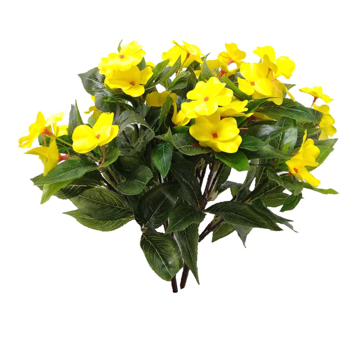 Mynse 2 Pieces Artificial Flower Impatiens For Balcony Garden Bonsai Decoration (Yellow)