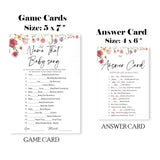 Floral Fill In Baby Shower Game Cards - Name That Baby Song Game For Boys & Girls - Watercolor Flowers Gender Reveal Party Activities For New Parents To Be - B08