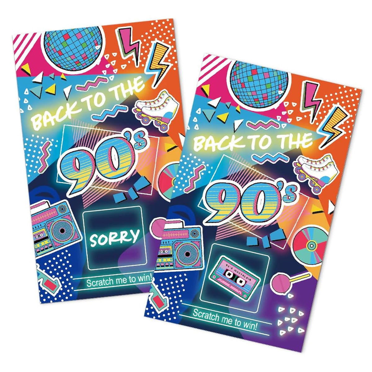 50 Pack Back To 90S Scratch Off Cards, Retro Disco Light Scratch Cards For 30Th 40Th Birthday Party, Back To The 90S Party Decorations For Music Lover, Raffle Ticket Lottery For Group Activity
