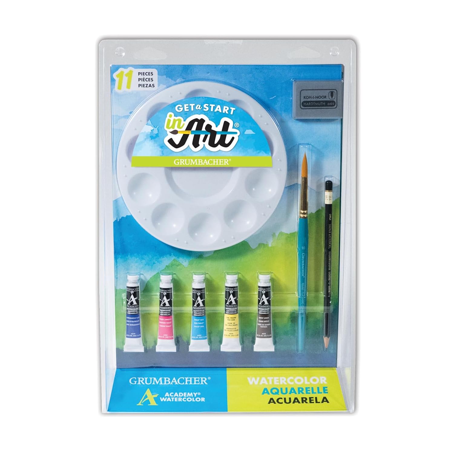 Grumbacher Academy Watercolor Get a Start in Art Set, Includes Watercolor Paper, Mixing Guide, Brush, Palette, Kneaded Eraser and More (AWSTARTSET)