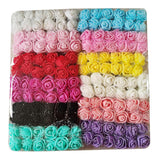 Mini Fake Rose Flower Heads 144Pcs Mini Artificial Roses Diy Wedding Flowers Accessories Make Bridal Hair Clips Headbands Dress (Bottom Add Gauze) Multicolor