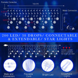 Christmas Snowflake Icicle Lights, 33 Ft Outdoor Snowflake Lights With Remote 8 Mode Waterproof 380 Leds 76 Drops For Cu