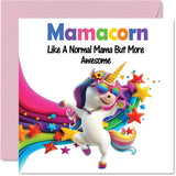 Mama Birthday Card - Awesome Mamacorn - Happy Birthday Card For Mama Mom From Son Daughter, 5.7 X 5.7 Inch Unicorn Bday Greeting Cards