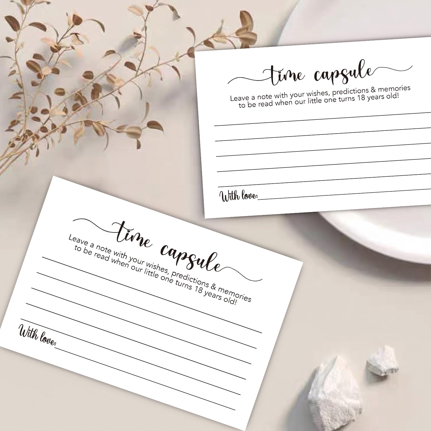 50 Time Capsule Cards For 1St Birthday Or Baby Shower Game Activity (4" X 6")