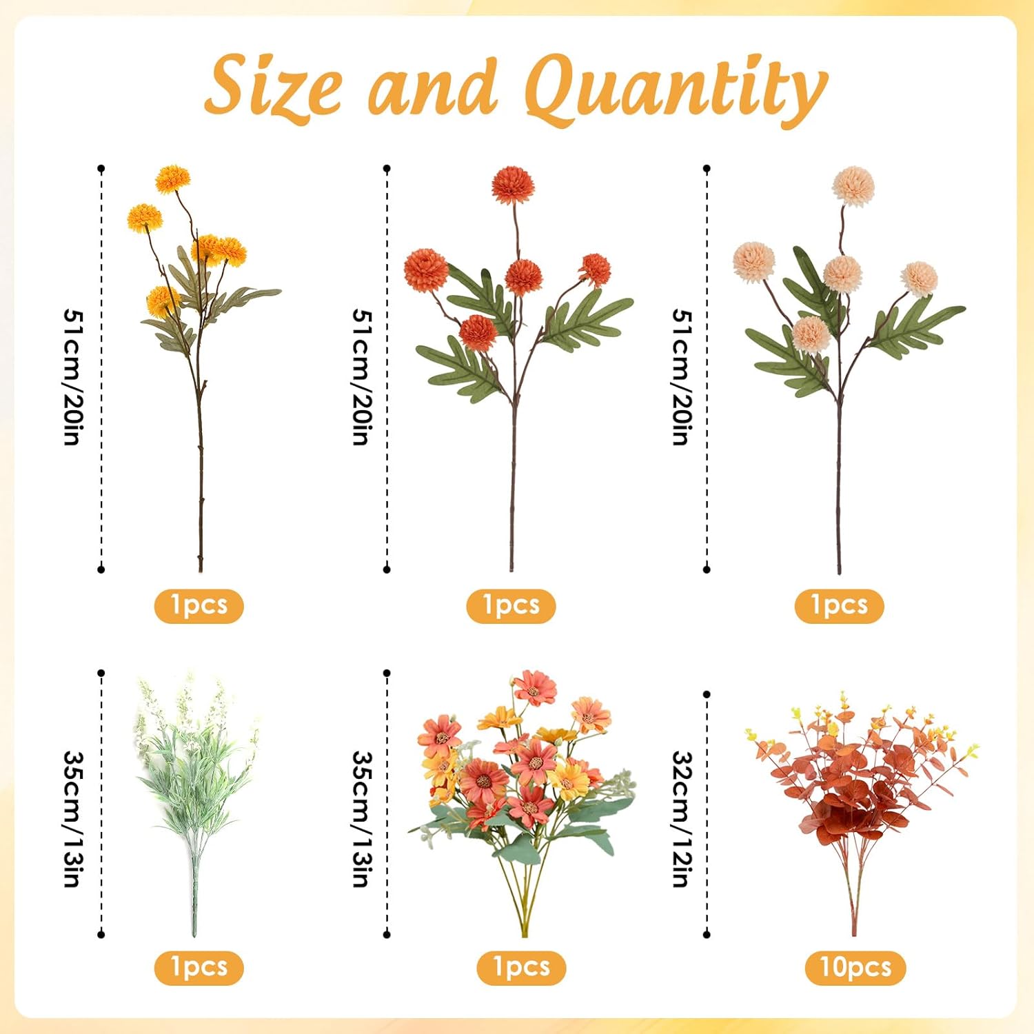Fall Artificial Flowers – Faux Kiku, Lavender, Daisies, Autumn Silk Bouquet For Home, Thanksgiving, Wedding, Centerpieces & Fake Fall Flowers