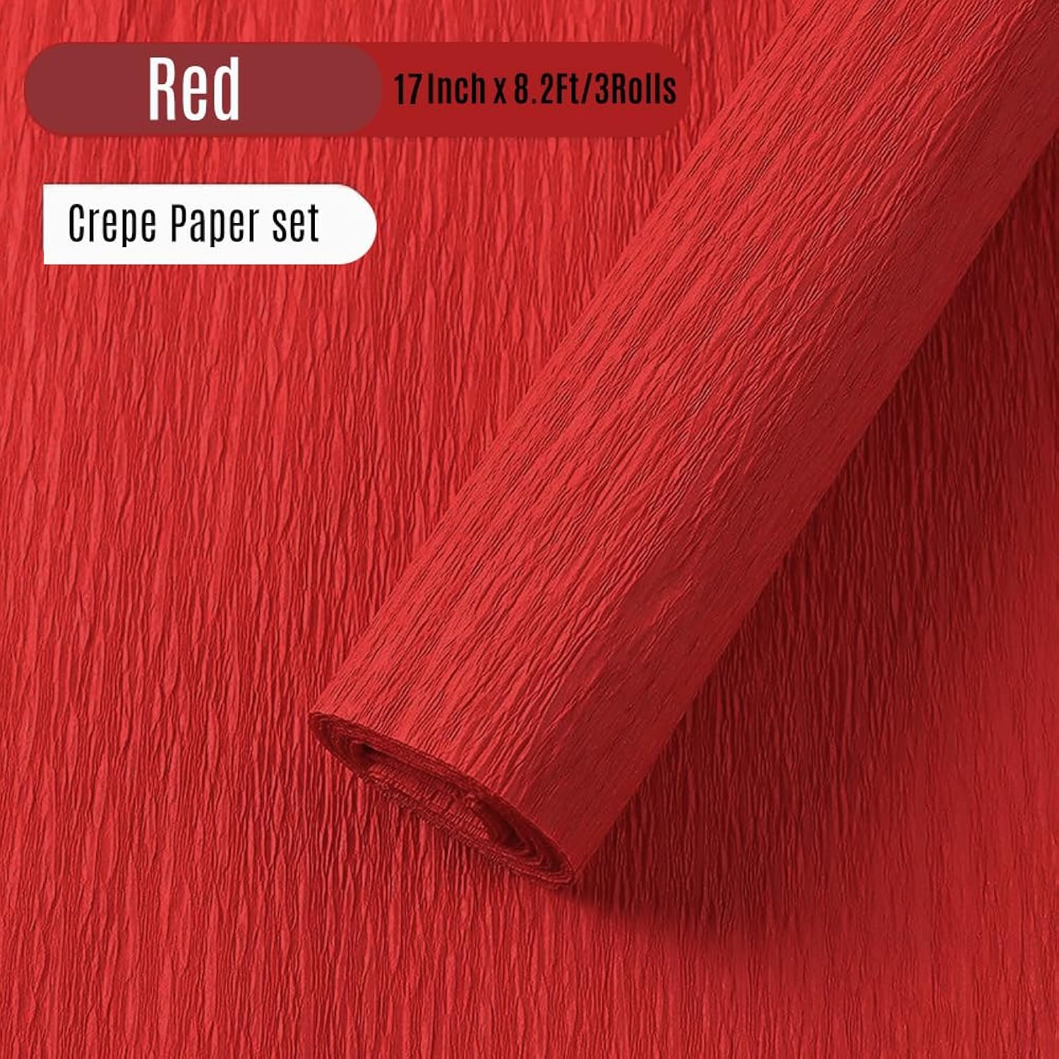 Red Crepe Paper Rolls, 17 Inch X 98 Inch, 3 Rolls - Heavy Duty, For Flowers, Mother'S Day, Valentine'S Day, Birthdays, Weddings, Diy