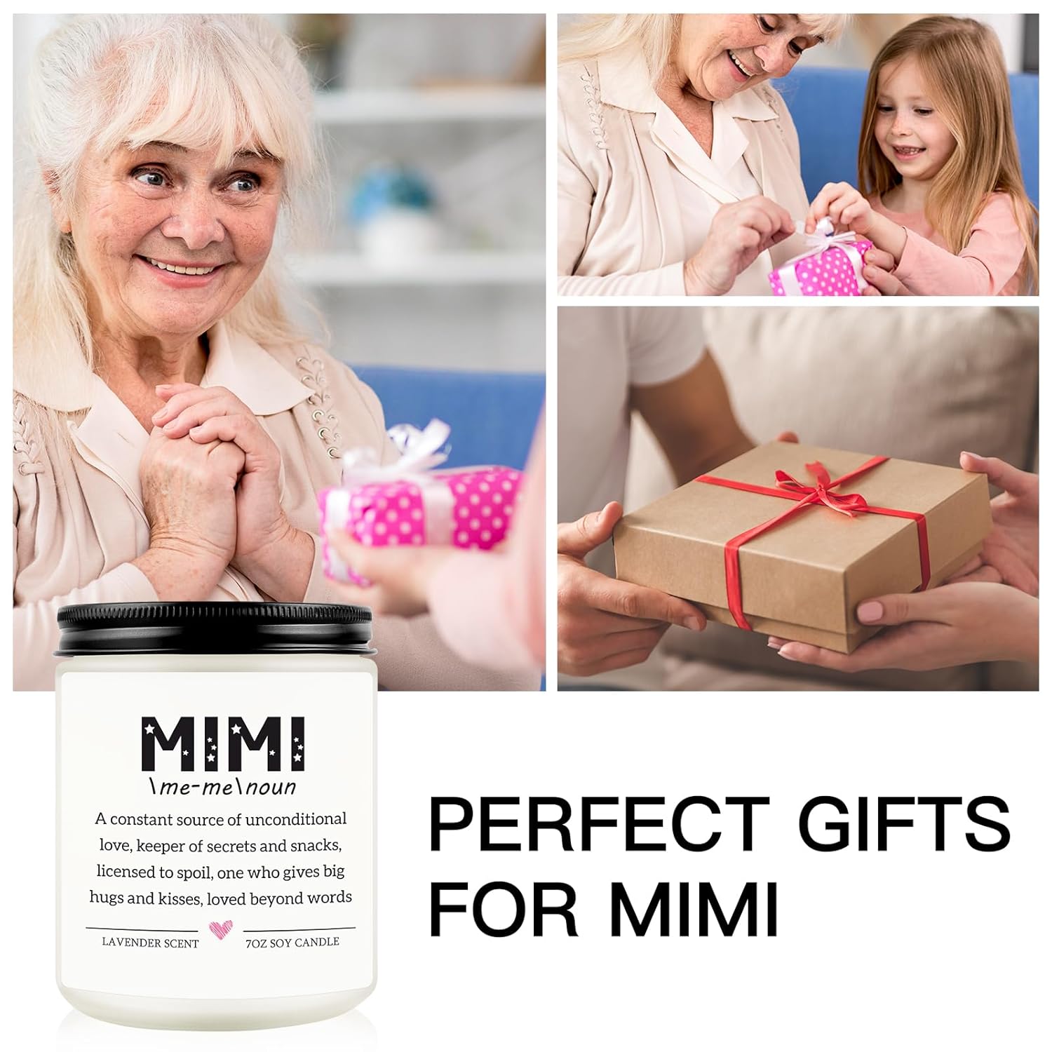 Mimi Gifts For Grandma, Funny Mimi Mothers Day Gifts, Christmas Thanksgiving Gift For Nana Nanny Granny Grandma Grandmother From Grandkids, Handmade Candle Gift