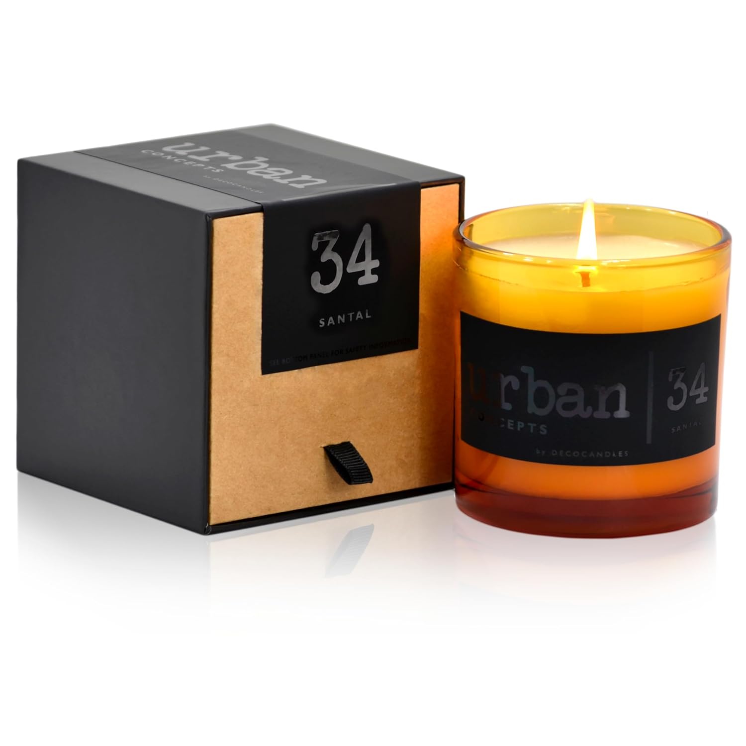 Urban Concepts By - Santal - Highly Scented Soy Candles Gifts For Women & Men - Long Lasting Luxury Glass Jar - Hand Poured In Usa (9 Oz.)