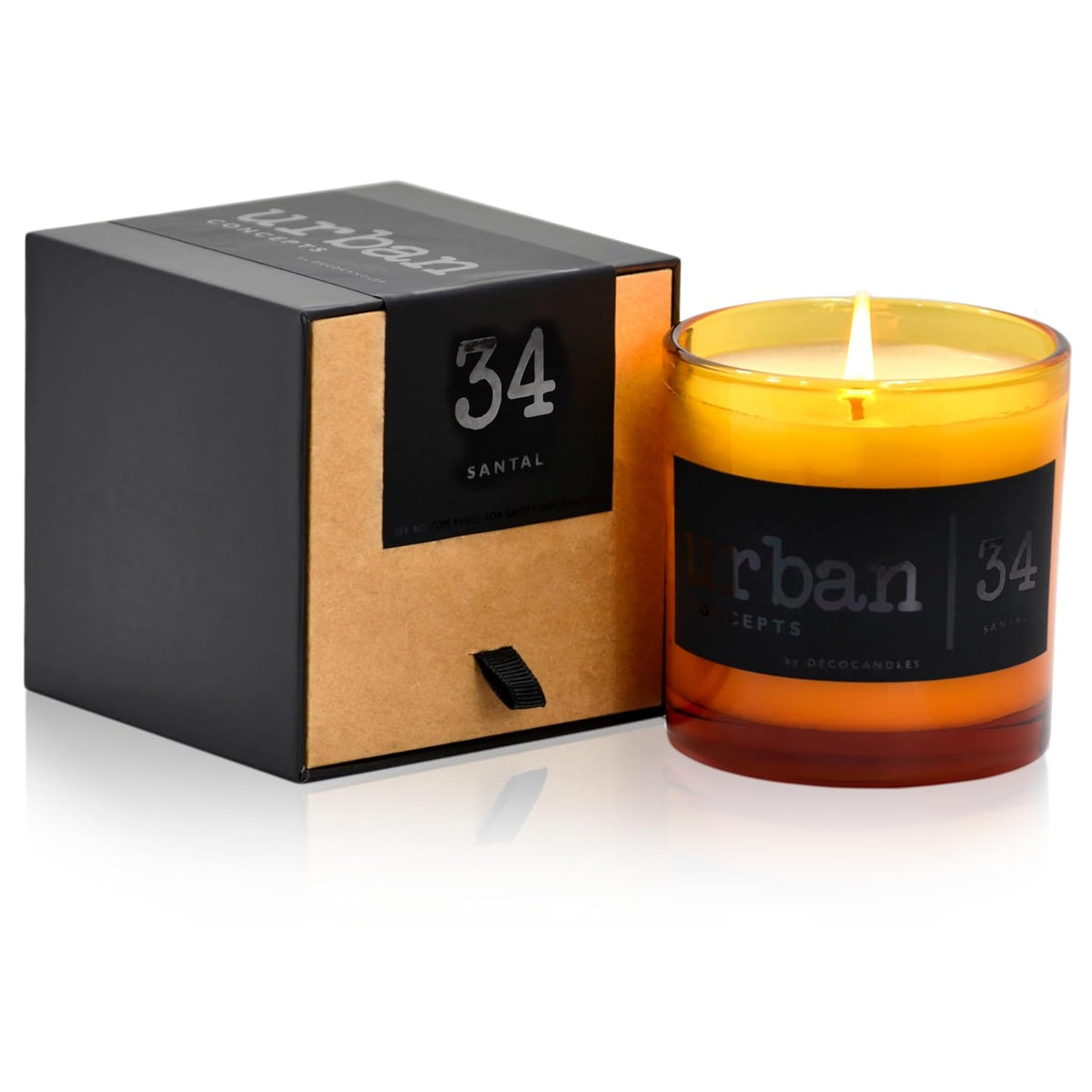 Urban Concepts By - Santal - Highly Scented Soy Candles Gifts For Women & Men - Long Lasting Luxury Glass Jar - Hand Poured In Usa (9 Oz.)