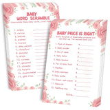 Baby Shower Games For Girl-2 Games(50 Of Each),Baby Shower Word Scramble Game&Price Is Right,Double-Sided,Thick Cardboard,Fun,Hilarious,With Answer Keys