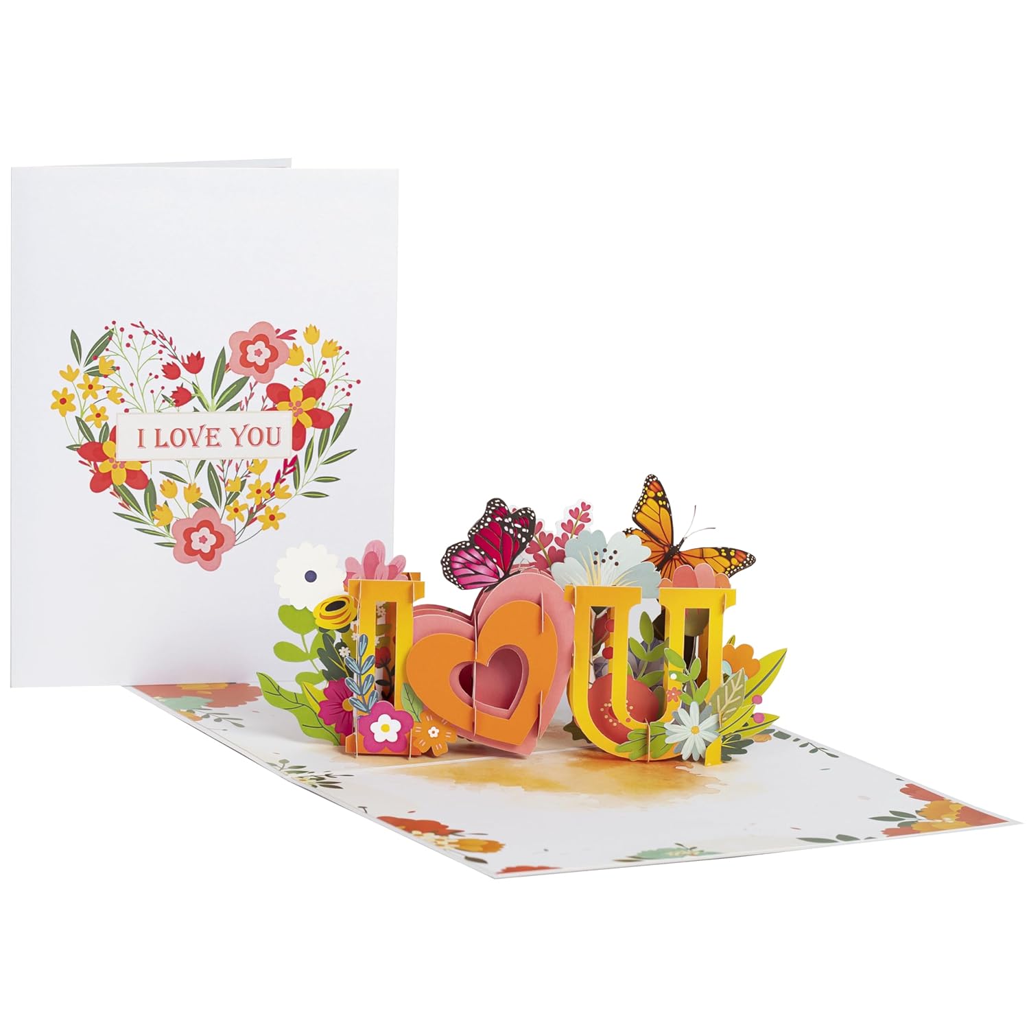 3D I Love You Floral Butterfly Pop Up Card – Thinking Of You Alternative To Flowers Gift – Romantic Anniversary Valentine’S Day Keepsake For Wife Girlfriend – 6 X 8 Inch
