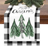 Merry Christmas Trees Table Runner 72 Inch Xmas Winter Holiday Black And White Buffalo Plaid Table Cloth Decorations For Home Dining Room Party Decor